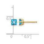 14k 4mm Princess-cut Blue Topaz Post Earrings