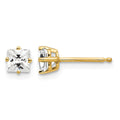 14k 4mm Princess-cut Cubic Zirconia Post Earrings