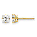 14k 4mm Princess-cut Cubic Zirconia Post Earrings