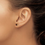 14k 4mm Princess-cut Garnet Post  Earrings