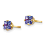 14k 4mm Princess Tanzanite Post Earrings