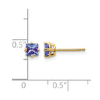 14k 4mm Princess Tanzanite Post Earrings