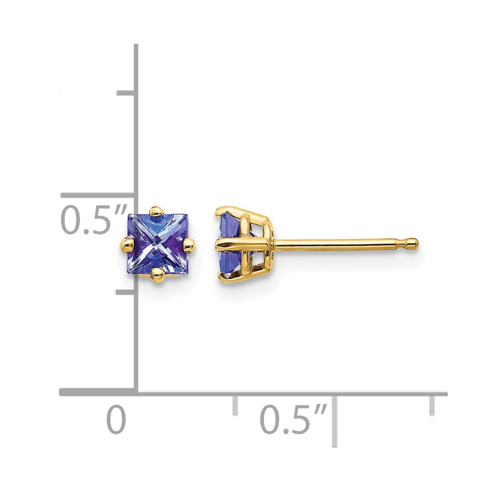14k 4mm Princess Tanzanite Post Earrings