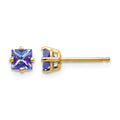 14k 4mm Princess Tanzanite Post Earrings