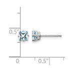 14k White Gold 4mm Princess Aquamarine Post Earrings