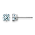 14k White Gold 4mm Princess Aquamarine Post Earrings