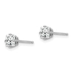 14k White Gold 4mm Princess-cut Cubic Zirconia Post Earrings
