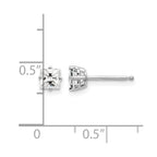 14k White Gold 4mm Princess-cut Cubic Zirconia Post Earrings