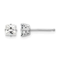 14k White Gold 4mm Princess-cut Cubic Zirconia Post Earrings