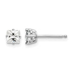 14k White Gold 4mm Princess-cut Cubic Zirconia Post Earrings
