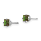 14k White Gold 4mm Princess Green Tourmaline Post Earrings