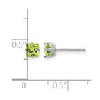 14k White Gold 4mm Square Step-Cut Peridot Post Earrings