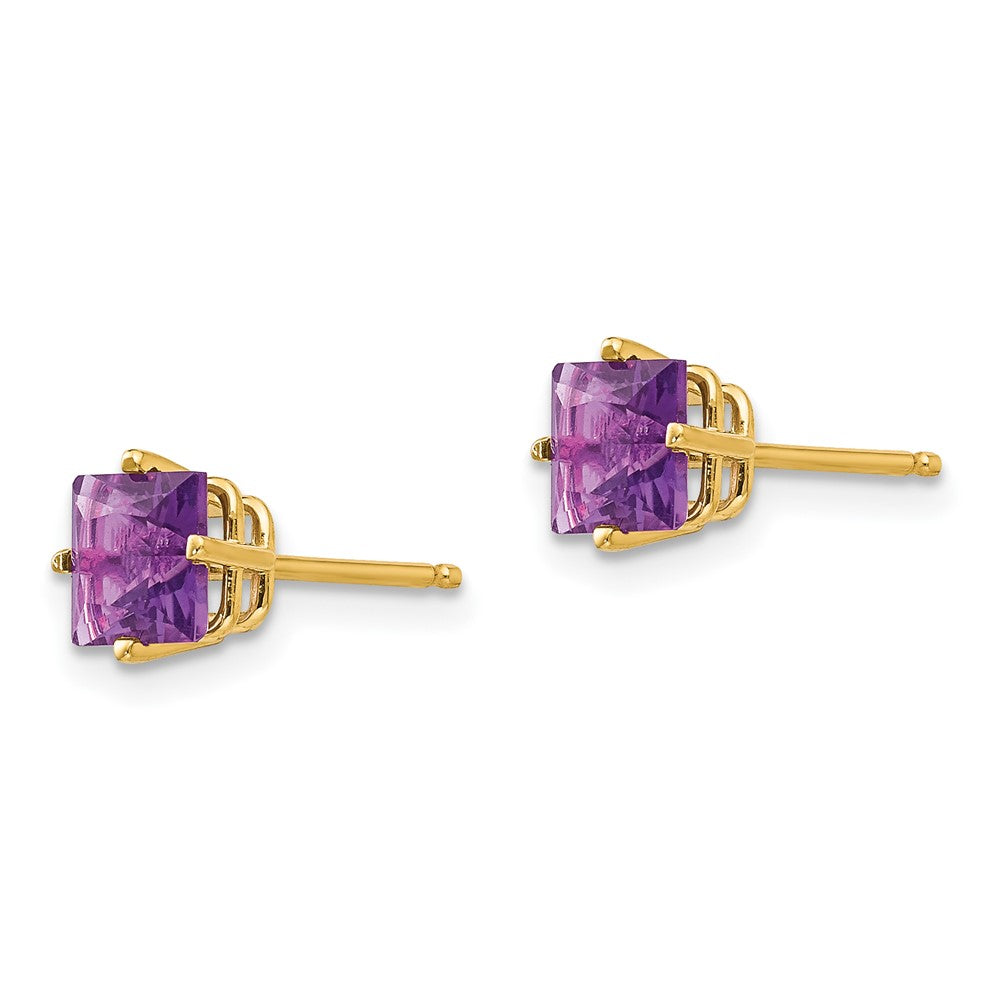 14k 5mm Princess-cut Amethyst Post Earrings