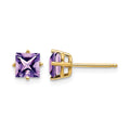 14k 5mm Princess-cut Amethyst Post Earrings