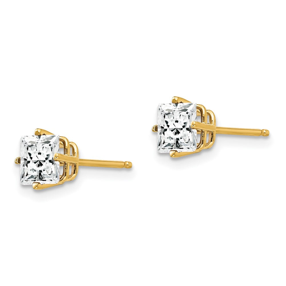 14k 5mm Princess-cut Cubic Zirconia Post Earrings