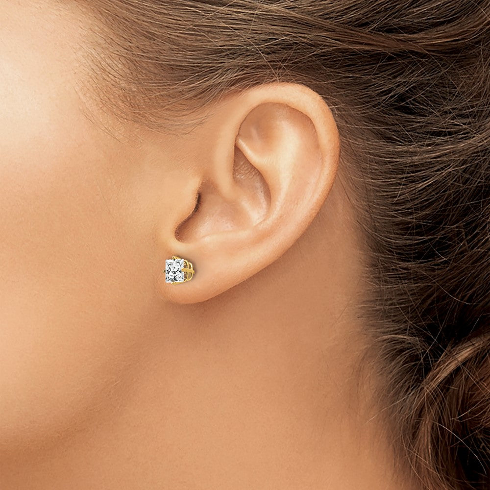 14k 5mm Princess-cut Cubic Zirconia Post Earrings