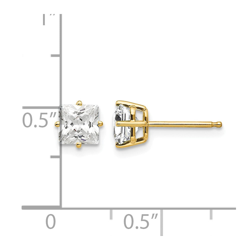 14k 5mm Princess-cut Cubic Zirconia Post Earrings