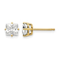 14k 5mm Princess-cut Cubic Zirconia Post Earrings