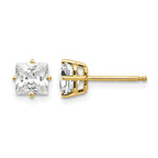 14k 5mm Princess-cut Cubic Zirconia Post Earrings
