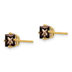14k 5mm Princess-cut Smoky Quartz Post Earrings