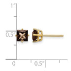 14k 5mm Princess-cut Smoky Quartz Post Earrings