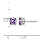 14k White Gold 5mm Princess-cut Amethyst Post Earrings