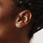 14k White Gold 5mm Princess Aquamarine Post Earrings