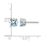 14k White Gold 5mm Princess Aquamarine Post Earrings