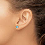 14k White Gold 5mm Princess-cut Blue Topaz Post Earrings