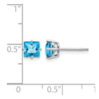 14k White Gold 5mm Princess-cut Blue Topaz Post Earrings