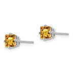 14k White Gold 5mm Princess-cut Citrine Post Earrings
