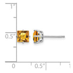 14k White Gold 5mm Princess-cut Citrine Post Earrings