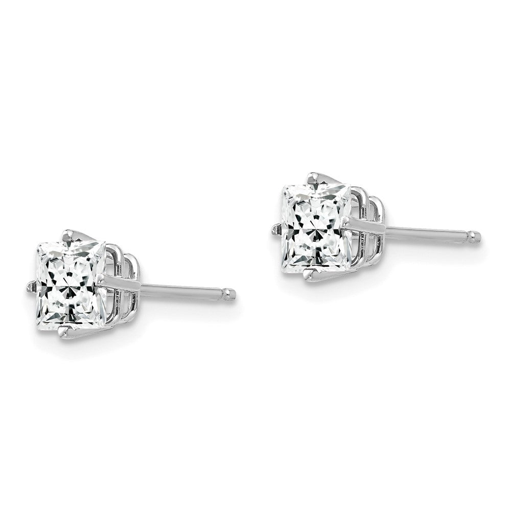 14k White Gold 5mm Princess-cut Cubic Zirconia Post Earrings