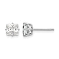 14k White Gold 5mm Princess-cut Cubic Zirconia Post Earrings