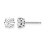 14k White Gold 5mm Princess-cut Cubic Zirconia Post Earrings
