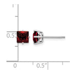14k White Gold 5mm Princess-cut Garnet Post Earrings