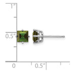 14k White Gold 5mm Princess Green Tourmaline Post Earrings
