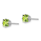 14k White Gold 5mm Square Step-Cut Peridot Post Earrings