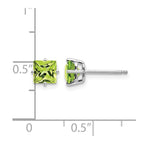 14k White Gold 5mm Square Step-Cut Peridot Post Earrings