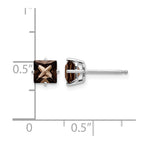 14k White Gold 5mm Square Smoky Quartz Post Earrings
