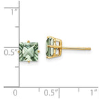 14k 6mm Square Green Quartz Post Earrings
