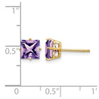 14k 6mm Princess-cut Amethyst Post Earrings