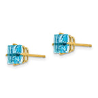 14k 6mm Princess-cut Blue Topaz Post Earrings