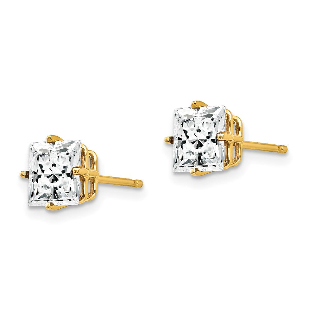 14k 6mm Princess-cut Cubic Zirconia Post Earrings