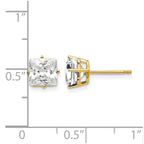 14k 6mm Princess-cut Cubic Zirconia Post Earrings