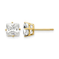 14k 6mm Princess-cut Cubic Zirconia Post Earrings