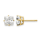14k 6mm Princess-cut Cubic Zirconia Post Earrings