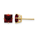 14k 6mm Princess-cut Garnet Post Earrings