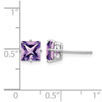 14k White Gold 6mm Princess-cut Amethyst Post Earrings