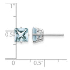 14k White Gold 5mm Princess Aquamarine Post Earrings